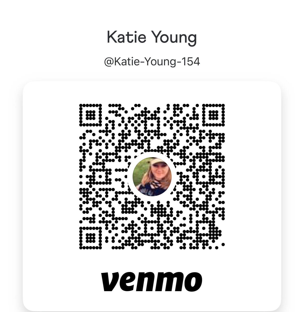 Venmo QR code for Katie Young